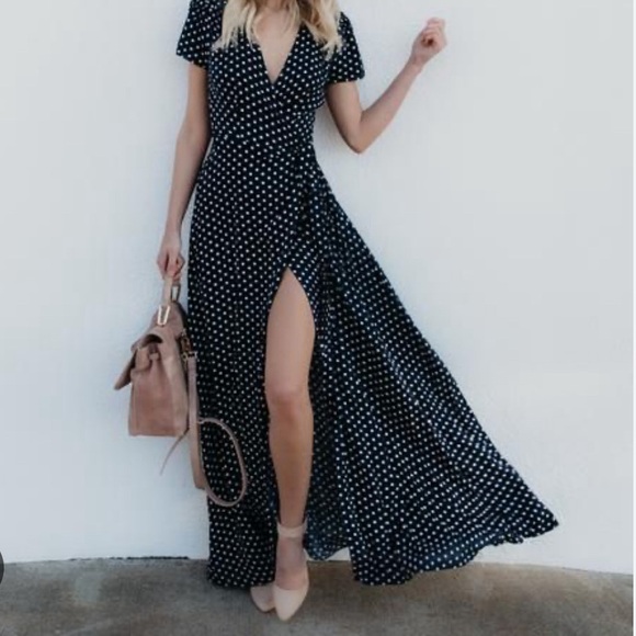 Babaton Lexia polka-dot wrap dress. - Picture 5 of 6
